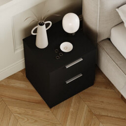 Lassic Vida Designs Trega Black 2-Drawer Bedside Chest Stylish & Compact Space-Saving Nightstand (H)410mm X (W)390mm X (D)280mm - thumbnail 4