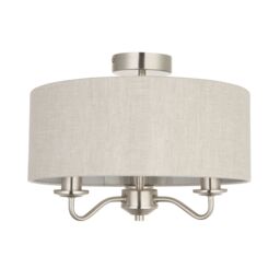 GoodHome Ayshire Traditional Fabric & Metal Nickel Effect 3 Lamp Ceiling Light - thumbnail 3