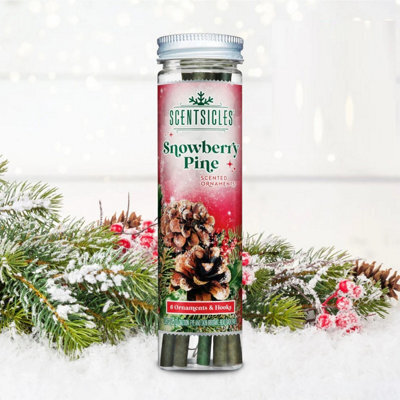 Premier Decorations Limited Scentsicles 6 Scented Christmas Tree Ornaments Hanging Sticks Snowberry Pine - image 1