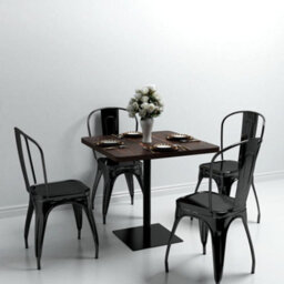 Berkfield Bistro Table Mdf And Steel Square 80X80X75 Cm Dark Ash - thumbnail 1