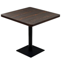 Berkfield Bistro Table Mdf And Steel Square 80X80X75 Cm Dark Ash - thumbnail 2