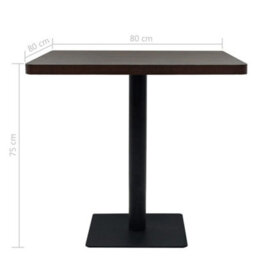 Berkfield Bistro Table Mdf And Steel Square 80X80X75 Cm Dark Ash - thumbnail 6