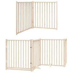 Walplus Wood Dog Gate With Door Foldable 6 Panels 480 Cm Poplar Wood - thumbnail 3