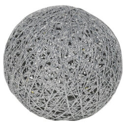 Urbn-Living Urbnliving 2 Pcs Led Light Up Christmas Balls Silver With Glitter Ornament Warm Fairy Lights Home Decor - thumbnail 3