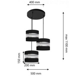 Luminosa Lighting Luminosa Helen Cluster Pendant Ceiling Light Black, Silver 35Cm - thumbnail 2