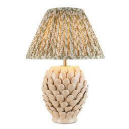 Luminosa Lighting Luminosa Layered Leaf Ivory Crackle Glaze Table Lamp With Herb Garden Green Fabric Leaf Shade 30Cm B22