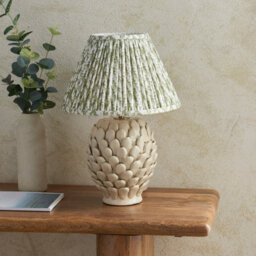 Luminosa Lighting Luminosa Layered Leaf Ivory Crackle Glaze Table Lamp With Herb Garden Green Fabric Leaf Shade 30Cm B22 - thumbnail 3