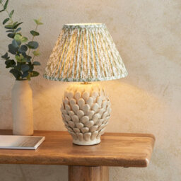 Luminosa Lighting Luminosa Layered Leaf Ivory Crackle Glaze Table Lamp With Herb Garden Green Fabric Leaf Shade 30Cm B22 - thumbnail 2