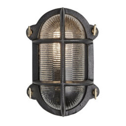 Industville Bulkhead Outdoor & Bathroom Oval Wall Light - 6 Inch, Black