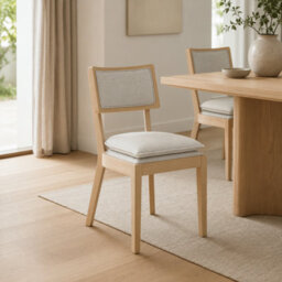 Where Saints Go Ltd Meg Dining Chair, Frost Linen Blend, Light Oak Finish Birch Frame By Where Saints Go - thumbnail 1
