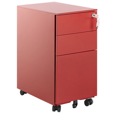 Beliani Storage Unit Bolsena Metal Red - image 1