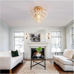 Crystal Ceiling Light Gold Chandelier Pendant Lamp E27 - thumbnail 4