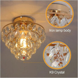 Crystal Ceiling Light Gold Chandelier Pendant Lamp E27 - thumbnail 6