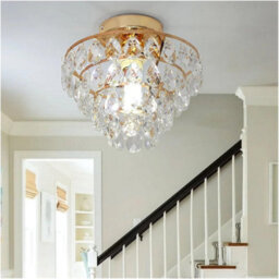 Crystal Ceiling Light Gold Chandelier Pendant Lamp E27 - thumbnail 3