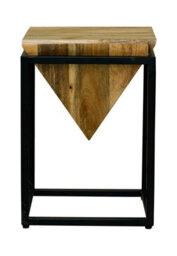 Buttercup Farm Ravi Iron Base Solid Wood Diamond Stool - Small - Mango Wood/iron - L35 X W35 X H49 Cm - Light Finish - thumbnail 2