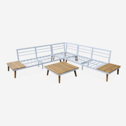Sweeek - 5-Seater Wooden Corner Garden Sofa Set Buenos Aires White 262.5X79.5X69.5 Cm - thumbnail 5