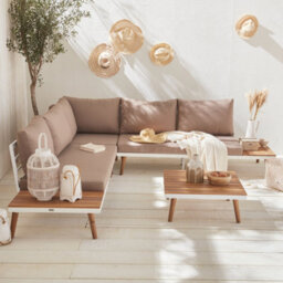 Sweeek - 5-Seater Wooden Corner Garden Sofa Set Buenos Aires White 262.5X79.5X69.5 Cm - thumbnail 6