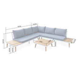 Sweeek - 5-Seater Wooden Corner Garden Sofa Set Buenos Aires White 262.5X79.5X69.5 Cm - thumbnail 7