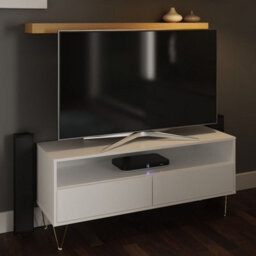 Timber Art Design Tv Cabinet With 2 Drawers White