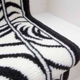Loomed Black White Zebra Cut To Measure Stair Carpet Runner 60Cm Wide - thumbnail 4