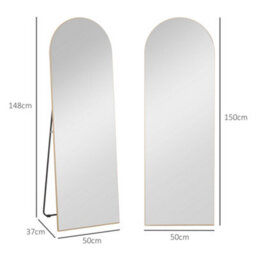 Homcom Floor Mirror Wall Mount Leaning Standing Mirror 50 X 150Cm Gold Tone - thumbnail 3