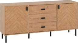 Seconique Leon 2 Door 3 Drawer Sideboard Medium Oak Effect Metal Legs