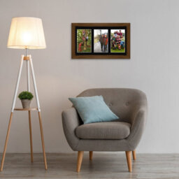 AK Frames 40X20Cm Walnut Modern Multi Photo Frame With Black Mount - Holds 3 Apertures (3X) 6X4 Photos - thumbnail 3