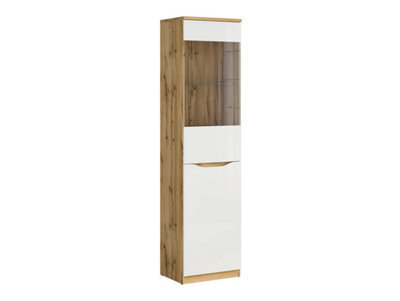 Arte Nuis 50 Cm Display Cabinet 2 Door Oak Wotan White Gloss - image 1