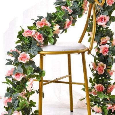 Artificial Rose Vine Garland, Fake Silk Flowers, Hanging Roses, Rose Foliage Plants For Wedding Arch Arrangement (2 Pieces, Pink) - image 1