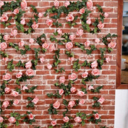 Artificial Rose Vine Garland, Fake Silk Flowers, Hanging Roses, Rose Foliage Plants For Wedding Arch Arrangement (2 Pieces, Pink) - thumbnail 4