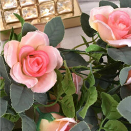 Artificial Rose Vine Garland, Fake Silk Flowers, Hanging Roses, Rose Foliage Plants For Wedding Arch Arrangement (2 Pieces, Pink) - thumbnail 6