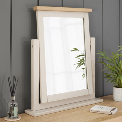 The Furniture Market Cheshire Dove Grey Painted Vanity Dressing Table Mirror H 680mm X W 590mm X D 120mm - image 1
