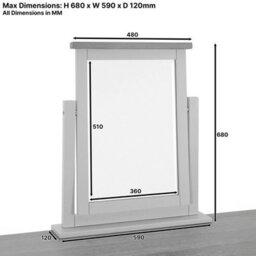 The Furniture Market Cheshire Dove Grey Painted Vanity Dressing Table Mirror H 680mm X W 590mm X D 120mm - thumbnail 7