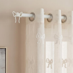 Ohs Bow Finial Curtain Pole Extendable 16mm Metal End Rod 70-120Cm - Cream