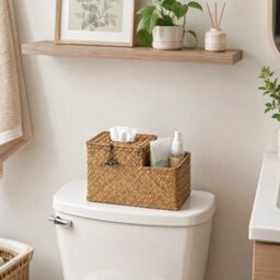 Woven Square Tissue Basket, Tissue Box Holder With Fits Standard Tissue Boxes - thumbnail 5