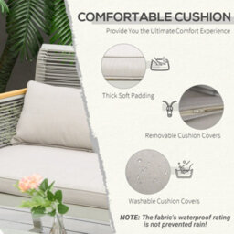 Wyld Haus Rotoyo Kaha Grey 4-Seater Rattan-Style Outdoor Sofa Set With Cushions And Tempered Glass Coffee Table - thumbnail 5