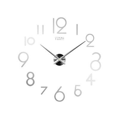 Dc Voltage Modern Diy Large Wall Sticker Clock Acrylic Wall Clock Sticker Mirror Effect Wall Clock (Silver) - image 1
