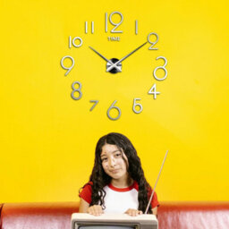 Dc Voltage Modern Diy Large Wall Sticker Clock Acrylic Wall Clock Sticker Mirror Effect Wall Clock (Silver) - thumbnail 2