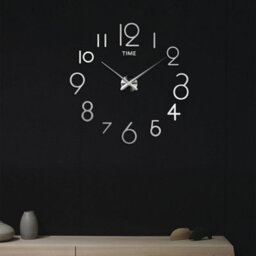 Dc Voltage Modern Diy Large Wall Sticker Clock Acrylic Wall Clock Sticker Mirror Effect Wall Clock (Silver) - thumbnail 6