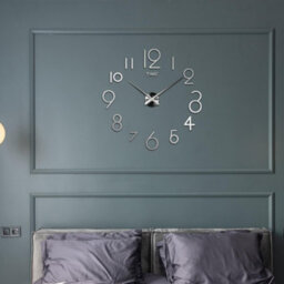 Dc Voltage Modern Diy Large Wall Sticker Clock Acrylic Wall Clock Sticker Mirror Effect Wall Clock (Silver) - thumbnail 7