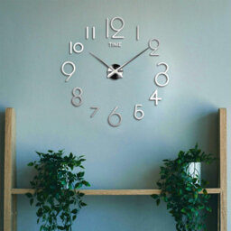 Dc Voltage Modern Diy Large Wall Sticker Clock Acrylic Wall Clock Sticker Mirror Effect Wall Clock (Silver) - thumbnail 5