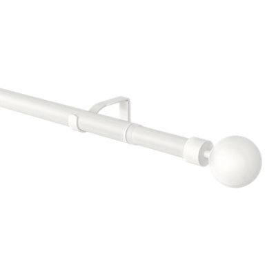 GoodHome Anafi Matt White Extendable Ball Single Curtain Pole Set, (L)1200mm-2100mm (Dia)28mm - image 1