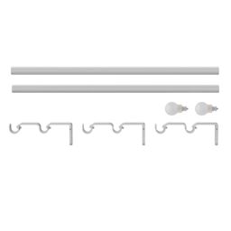 GoodHome Anafi Matt White Extendable Ball Single Curtain Pole Set, (L)1200mm-2100mm (Dia)28mm - thumbnail 2