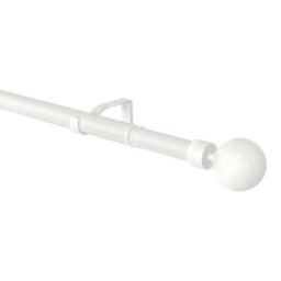 GoodHome Anafi Matt White Extendable Ball Single Curtain Pole Set, (L)1200mm-2100mm (Dia)28mm - thumbnail 1