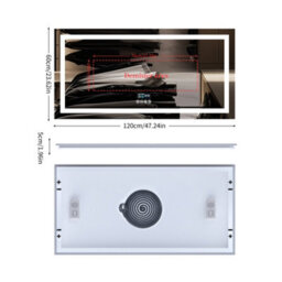 Luvodi 1200X600mm Bathroom Mirror Led Lights Large Illuminated Mirror Bluetooth, Dual Led Light Strip, Defog - thumbnail 2