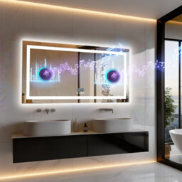 Luvodi 1200X600mm Bathroom Mirror Led Lights Large Illuminated Mirror Bluetooth, Dual Led Light Strip, Defog - thumbnail 1