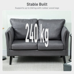 Wyld Haus Ravi Grey Faux Leather 2-Seater Sofa - Compact Modern Loveseat - thumbnail 8