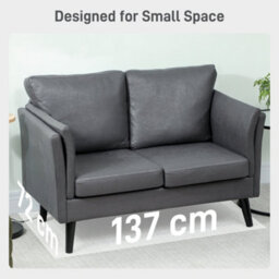Wyld Haus Ravi Grey Faux Leather 2-Seater Sofa - Compact Modern Loveseat - thumbnail 7