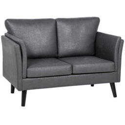 Wyld Haus Ravi Grey Faux Leather 2-Seater Sofa - Compact Modern Loveseat - thumbnail 2
