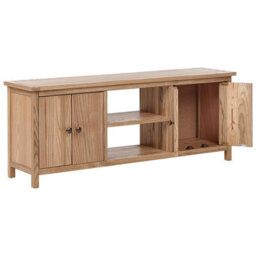 Wyld And Coco Sassafras Home Rustic Tv Stand Natural Light Brown - Fits Up To 58 Inch Tvs, Two Cabinets - thumbnail 5